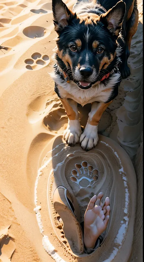 dog footprint in the sand