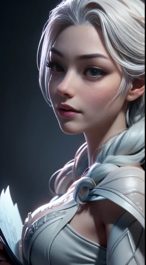 Highly detailed CG unity 8k wallpaper, style shot, complex, high detail, dramatic, highest quality movie still image, very detailed, masterpiece, best quality, character design, Elsa, Elsa from Frozen, (( Dark style)), realistic ultra-detailed rendering st...