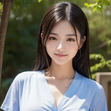 one beautiful woman、((best quality、8K masterpiece:1.3))、sharp focus:1.2、(super beautiful face:1.0)、(shiny skin:1.0)、realistic pictures、black hair、video lighting、High-definition eyes and face、video lighting、japanese actress、from the front、medium chest、shy s...