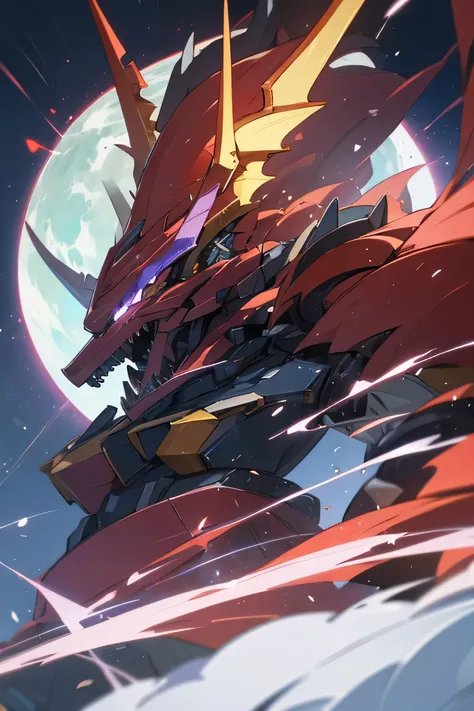 "A majestic mecha that emits unparalleled power., give off an awe-inspiring aura,big aura　　dragon　dragon　dragon　mechanic