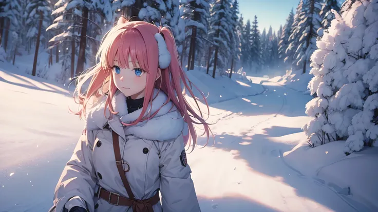 Nino Nakano,armadura de nieve blanca,bosque nevado