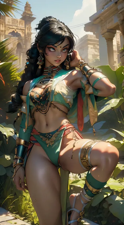 girl indian from ancient Egypt,(((monster girl))),

((remember the hindu gods)),(((eyes green:1.3))),intricate eyes,beautiful detailed eyes,symmetrical eyes,((((indian girl)))),(large breasts:1.5),((((black hair,hair tied,colored inner hair)))),((((lustrou...