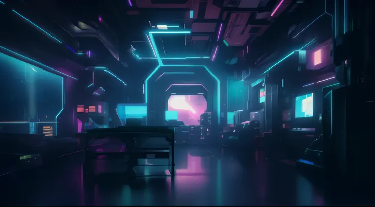 neon lights in a dark room with a man sitting on a bench, escenario futurista cyberpunk, cyberpunk neon dark atmosphere, interior ciberpunk, saber - volverse interior, neon futuristic cyberpunk, entorno futurista, fondo ciberpunk, futuristic room, cyberpun...