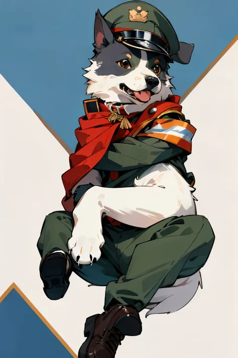 Cute Just a Dog in military uniform