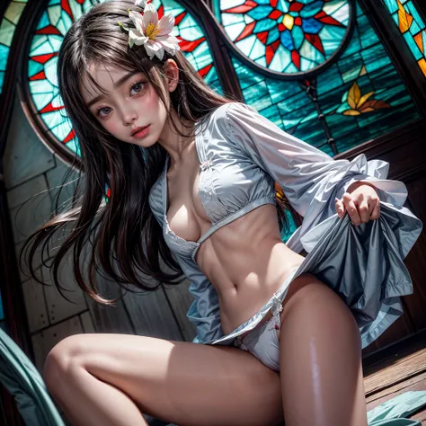 White and Red, Masterpiece, (physically-based rendering with ultra-detailed, (realistic and (photorealistic:1.37) with touch of rawness), Acutance:0.8) . A group of KAWAII girls in (school uniform) with full opened Cleavage . (((extremely detailed KAWAII f...