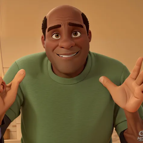 Um velho careca Negro estilo Disney Pixar, alta qualidade, melhor qualidade