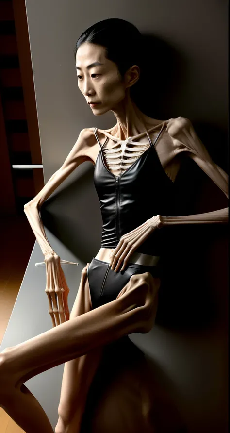 extremely thin man，fair skin，The body  very thin，Rib chest，Protruding sternum，The sternum  obvious，Waist  very thin，The ribs are noticeable，Protruding ribs，The pelvic protrusion  very obvious，Pelvis clear，Hip bones are obviously prominent，thin shoulde，Wais...