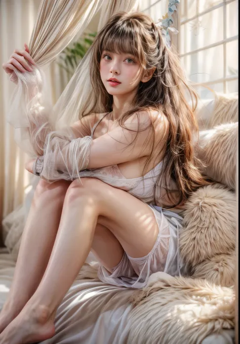 masterpiece、8K、At 32K、highest quality、(fine eyes)、(cute japanese woman、bangs:1.3)、23 years old、1 girl、elegant、(underwear:1.1)、Canoe ride、(huge cleavage:1.2)、beautiful feet