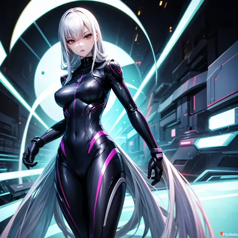 Cyber woman with slender body 