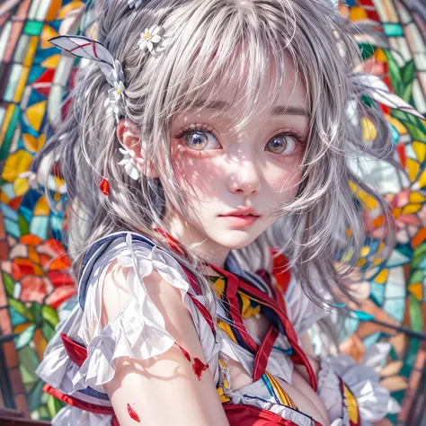 White and Red, Masterpiece, (physically-based rendering with ultra-detailed, (realistic and (photorealistic:1.37) with touch of rawness), Acutance:0.8) . A group of KAWAII girls in Cut-off sailor uniform with Underboob . (((extremely detailed KAWAII face v...