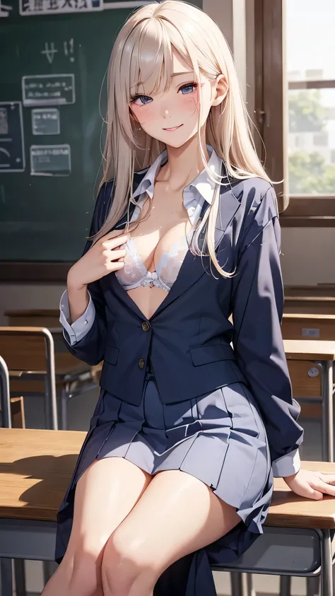 one person、masterpiece、highest quality、Super detailed、High resolution illustrations、Improvement of skin quality、enhance the charm of your eyes、depicted in detail、perfect body structure、School female teacher old lady.、navy blue business suit and long skirt、...