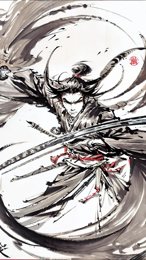 samurai,Sword,Japanese sword,whirlwind,master piece,highest quality,ultra high resolution,Super detailed,8K