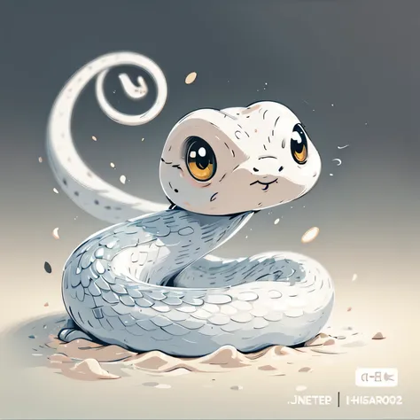 there  a white snake with a big smile on its face, snake art, lovely数字绘画, lovely detailed digital art, lovely digital art, snake...