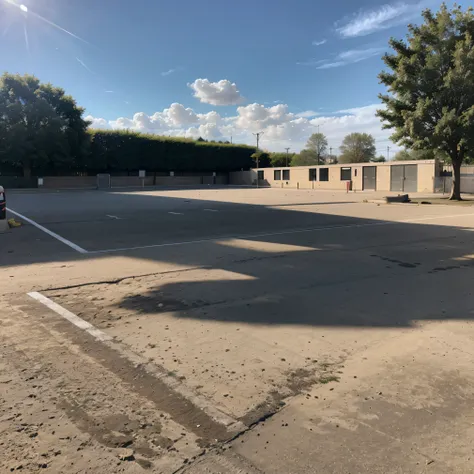 empty parking lot, sunny day
