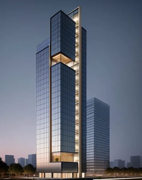 exterior, architecture, high-rise building, glass cover, dawn light, raw photo, 8k,