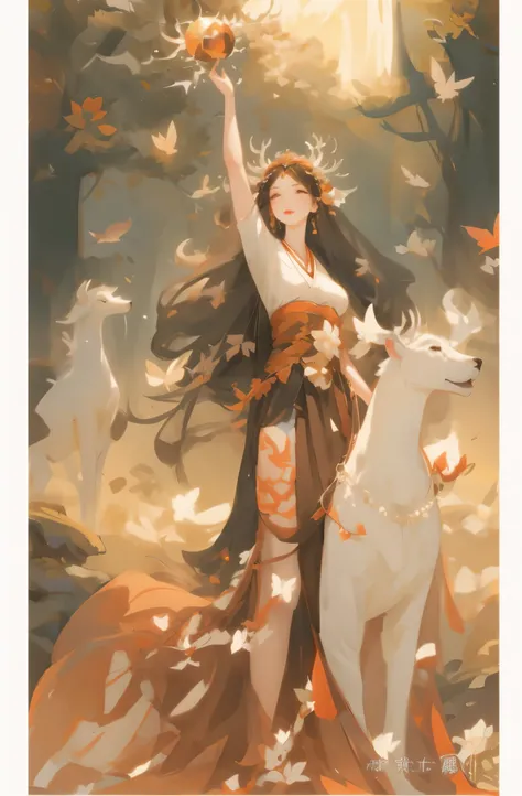 one wearing a skirt、The goddess whose arms can only be stretched out，There  a white deer beside me，, the goddess of autumn harvest, the butterfly goddess of fire, guanyin of the southern seas, goddess of autumn, appears as the fire goddess, Queen of the Se...