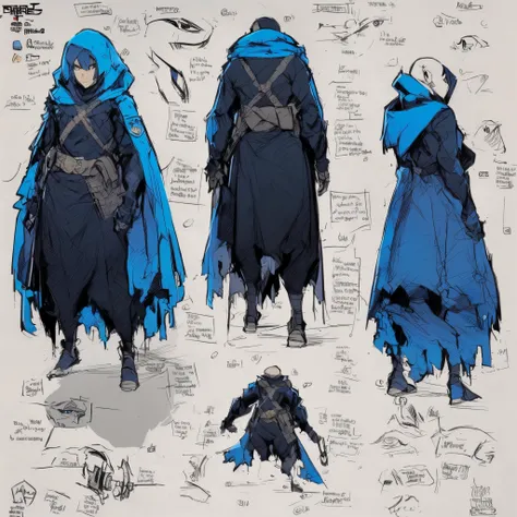 Anime character with dark blue hair and a blue cover, RPG character art, RPG character, official character art, RPG character art, made in RPG creator, protagonist D&D, 2 d sprite, ( ( ( ( character concept art ) ), RPG character, 2D art, 2 d art, Coriolio...