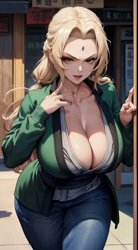 tsunade_senju, outfit , (obra-prima: 1.2), (melhor qualidade: 1.2), peitos massivos, perfect lighting, mulher bonita, suada, excited expression, rosto corado, realista, Texturas, sexy, anatomia perfeita, 8k perfect hands