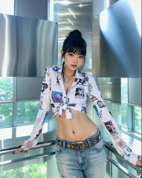 Asian woman in white shirt and jeans posing for a photo, parque roseanne de blackpink, Jinyoung Shin, Lalisa Manoban de Blackpink, xianxia de cuerpo completo, sol yunjoo, camisa y jeans kawaii, xisionwu, Lalisa Manobal, jisoo de blackpink, tzuyu de dos vec...