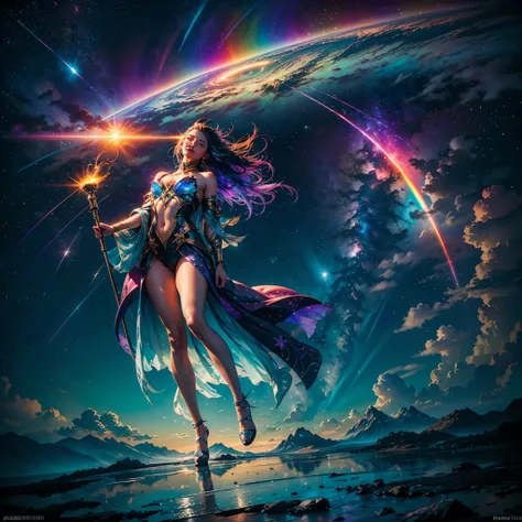 Hyper Vibrant Nebulae Octans by_Mappa Spacious Starry_sky ((🎈Sunset epic sunshine parabolic sunrise Rain_Color Colorful_liquid_on_naked_body:1.3 Colorful_body Colorful_ink_on_hair:1.2 Rainbow Abundant_colorful_liquids White_liquid fullbodye wet_Color_liqui...