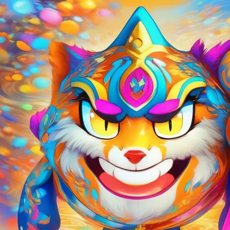 Bright colored cat with brush and hat, cute detailed digital art, rossdraws cartoon vibrant, mascot illustration, adorable digital paintings, full art illustration, furry digital art, colorful digital painting, colorfull illustration, colorful! Character D...