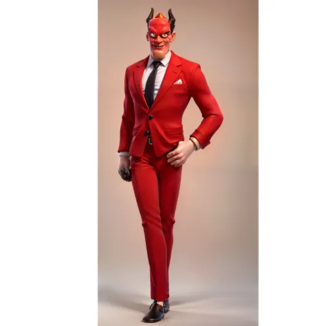 masterpiece, best quality, T pose, Nergal from The Grim Adventures of Billy & Mandy in Santa Business Suit: Visualize Nergal with fiery red skin reminiscent of venom, adorned in a Santa-color business suit. Picture him wearing a sharp, pointy-horned crown,...