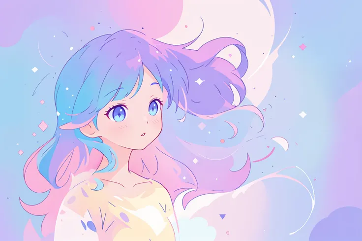 beautiful anime girl, portrait, vibrant pastel colors, (colorful), magical lights, long flowing colorful hair, inspired by Glen Keane, inspired by Lois van Baarle, disney art style, by Lois van Baarle, glowing aura around her, by Glen Keane, jen bartel, gl...