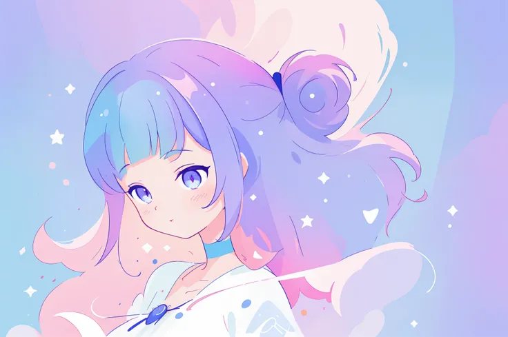 beautiful anime girl, portrait, vibrant pastel colors, (colorful), magical lights, long flowing colorful hair, inspired by Glen Keane, inspired by Lois van Baarle, disney art style, by Lois van Baarle, glowing aura around her, by Glen Keane, jen bartel, gl...