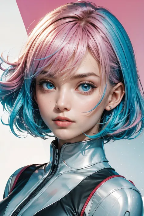 Superhero beauty young girl in sci-fi suit tatical armor