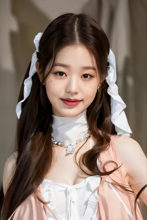 there a woman in a white dress and a pink bow, jennie rosa negra, ulzzang, retrato de jossi de blackpink, maquillaje popular de ...