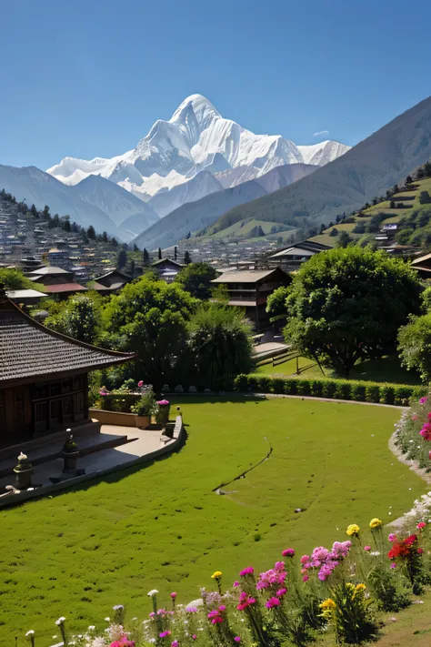   Showcase the vibrant and diverse flora of the Himalayas in Nepal. Focus on the intricate details of native flowers, emphasizing the natural beauty that graces the region.

