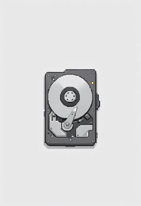 hard disk drive,(Pixel art:1.5), minimalistic, 8bit, (pixel theme),best quality,(masterpiece:1.5),white background