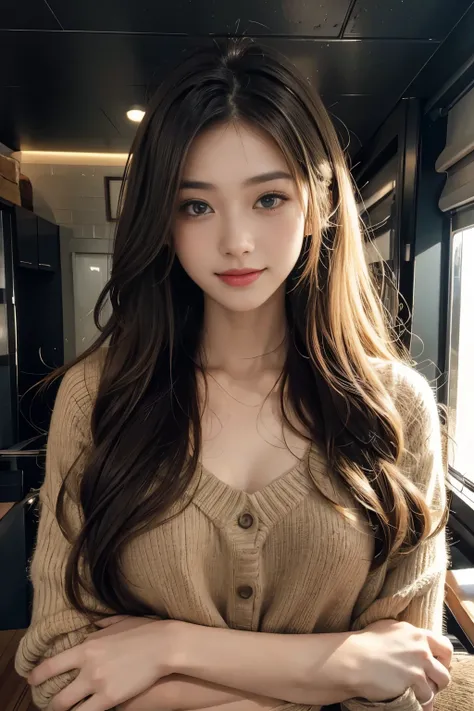 high quality, Portrait of a woman said to be the most beautiful woman in the world 1000 years from now, The world 1000 years from now, full-body portraits, Smile a little, a mole under the left eye, divine, awe, by yukisakura, awesome full color,