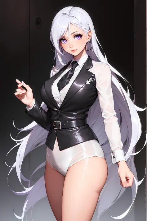 (1girl:1.5),(Best quality,4K,8K,A high resolution,tmasterpiece:1.2),ultra - detailed,(actual,photoactual,photo-actual:1.37),black suit jacket,sliver long hair,girl with Redlip,girl in suit jacket,girl in elegant clothing,Redlip,Perfect application for lips...