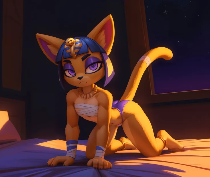 [ankha], [Animal Crossing], [Uploaded to e621.net; (Pixelsketcher), (wamudraws)], ((masterpiece)), ((HD)), ((highres)), ((solo portrait)), ((full body)), ((front view)), ((feet visible)), ((furry; anthro)), ((detailed fur)), ((detailed shading)), ((beautif...