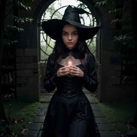 Teenage boy magically transformed into a cute girl by a witch and becomes her apprentice, gender bending ritual, pink eyes, long black hair with pink dye, stunning black victorian dress, pointy hat

(best quality,4k,8k,highres,masterpiece:1.2),ultra-detail...