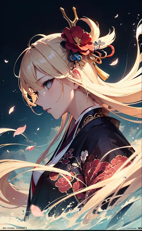 (mythical beast), nine-tailed fox, Dynamic body shape, (Chinese Monster), Handsome, splashed Ink, Chinese, 1 girl, ((whole body), ((2.5D)), flowing hair, beautiful eyes, exquisite eyes, Delicate silhouette, fantasy art, (Black and red antique brocade Hanfu...