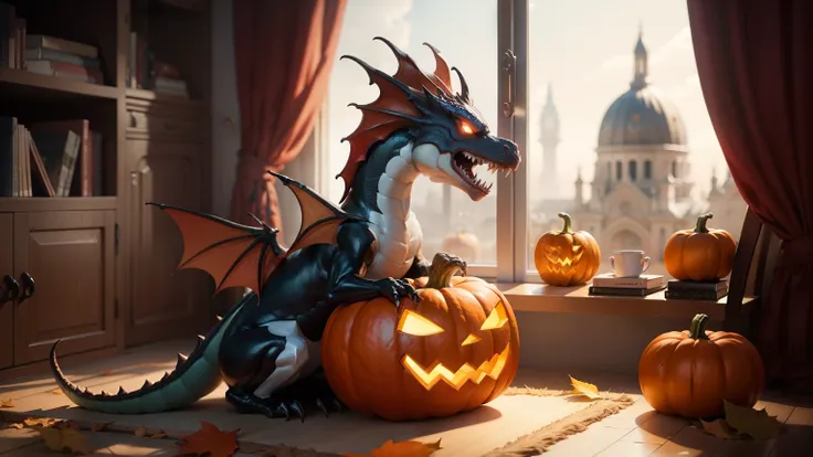 pumpkin dragon statue