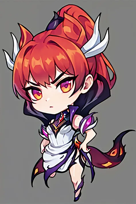 zyra - crime city nightmare - league of legends, chibi, pensive, hd, white clothes, red hair