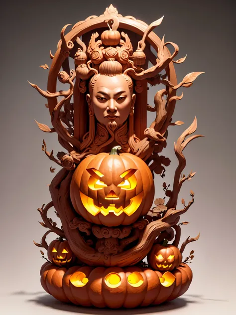 (a thousand mile jiangshan sculpture with a large pumpkin inner carving: 1.1), inspired by wang ximeng of the northern song dyna...