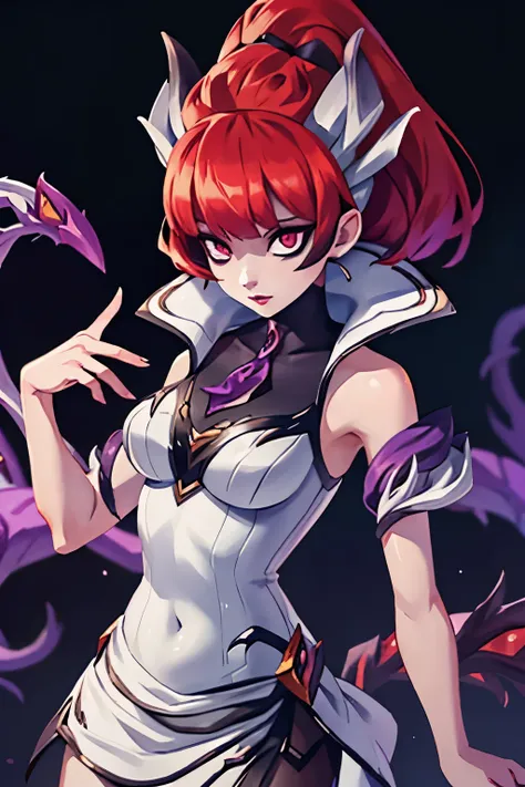 zyra - crime city nightmare - league of legends, hd, white clothes, red hair, heart in eye