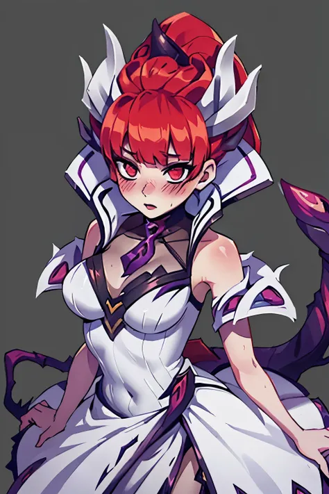 zyra - crime city nightmare - league of legends, hd, white clothes, red hair, blush