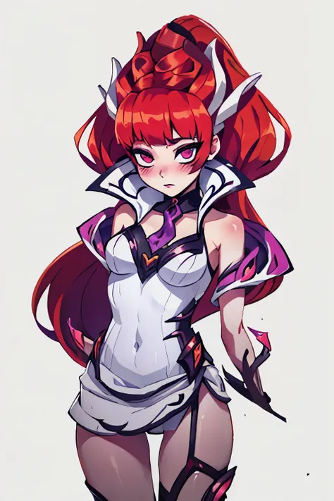 zyra - crime city nightmare - league of legends, hd, white clothes, red hair, blush