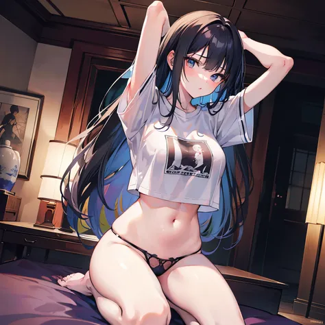 {best quality}, {{masterpiece}}, {high resolution},Enlightenment, The original, Extremely detailed wallpapers are extremely delicate and beautiful}, {paintinovie lighting,dramatic angle,Deep dark background,Sexual innuendo,1 girl，clothing,,,ahegao,,navel,h...