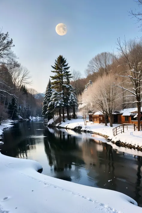 There are only two or three flowers blooming on the southern branch，Sing in the snow and get some powder。Light smoke and thick moon，Deep water and shallow sand