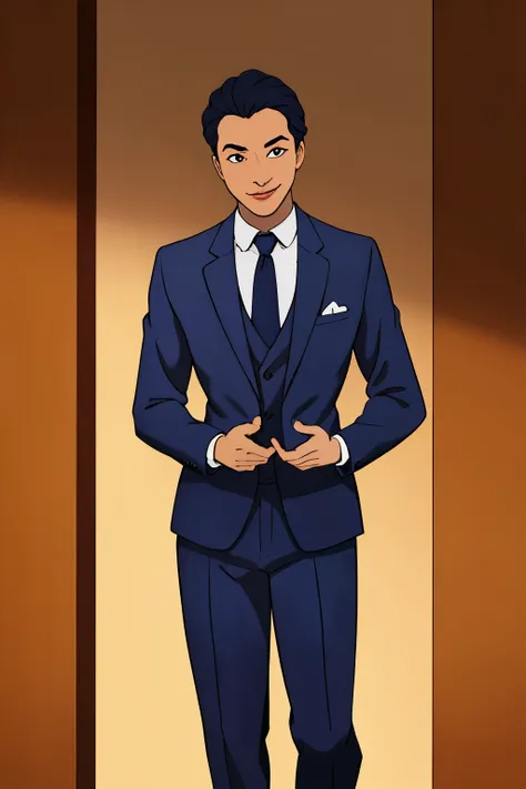 man, suit outift, smile, confident, Stand tall, shoulders back, firm handshake, face to the camera