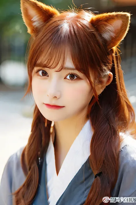 women&#39;s clothing,Tsurime,orange eyes,Fox_ear,Foxの尻尾,red_hair,Low-tied long hair,Hanfu,1 boy