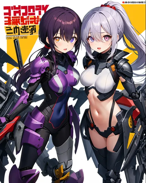 Japanese_anime_style,1figure_girl,(loli:1.5), (short_ponytail:1.3), (light_whitish_purple_hair:1.3),black_mechanical_armor_parts,white_breasts_parts_red_black_body_suit,bare_shoulder,bare_slender_thighs,medium_breasts,on_the_desk, desk_background,Stinging_...