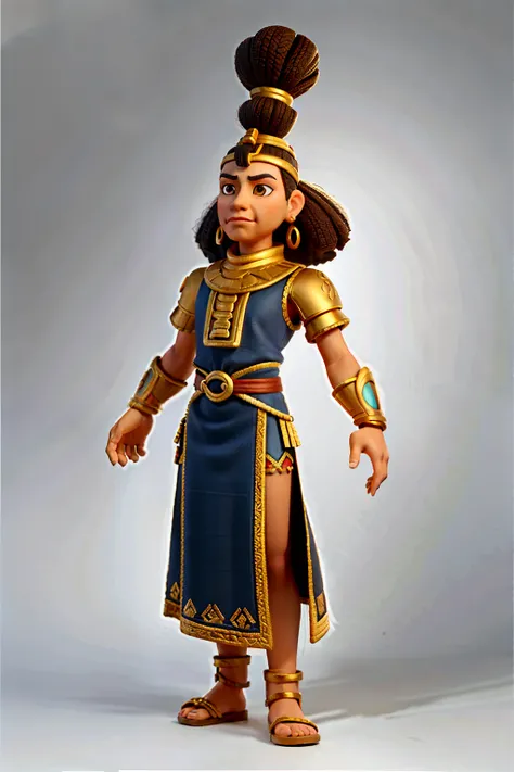 Traditional Ancient Egyptian person, no background, full body lenght portrait.