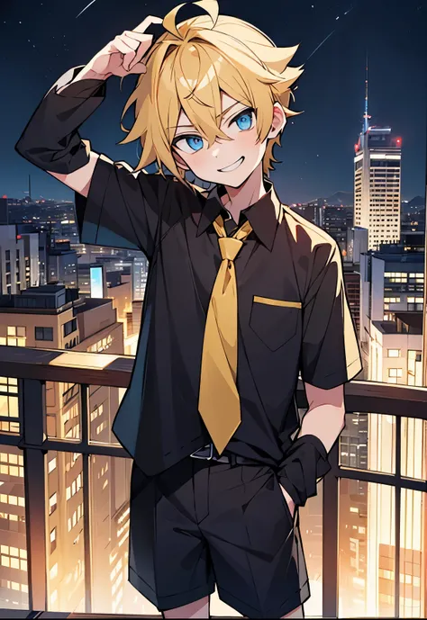 ,highres,wallpaper,solo,original,illustration,blue eyes,yellow hair,masterpiece,male,male focus,school uniform:1.2,boy, ((masterpiece)),(((best quality))), (high-quality, breathtaking), (expressive eyes, perfect face), 1boy, solo, male, short,street, night...